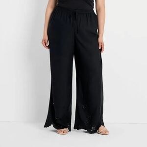 Future Collective High-Rise Wide Leg Embellished Eyelet Pull-On Pants - XXL